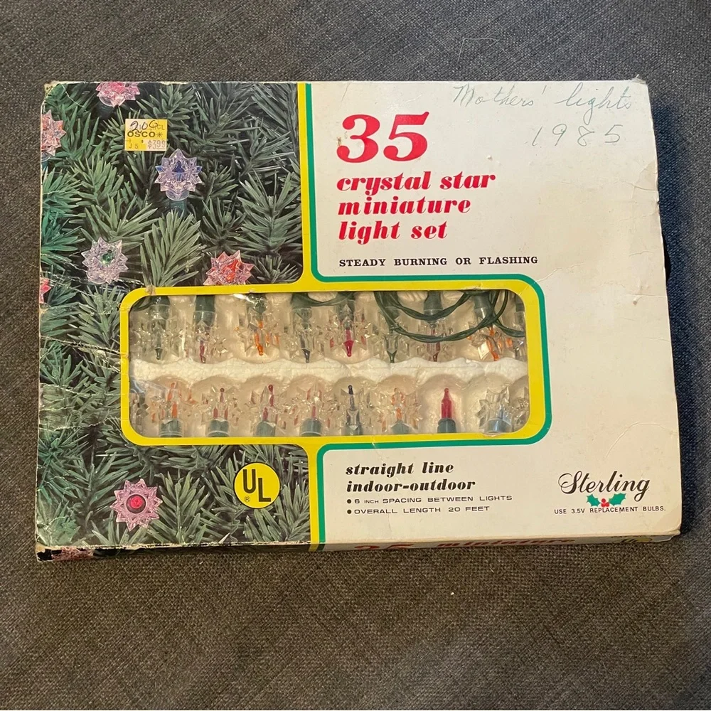 Vintage WORKING Crystal Star Christmas Lights Strand of 35 - Picture 1 of 4